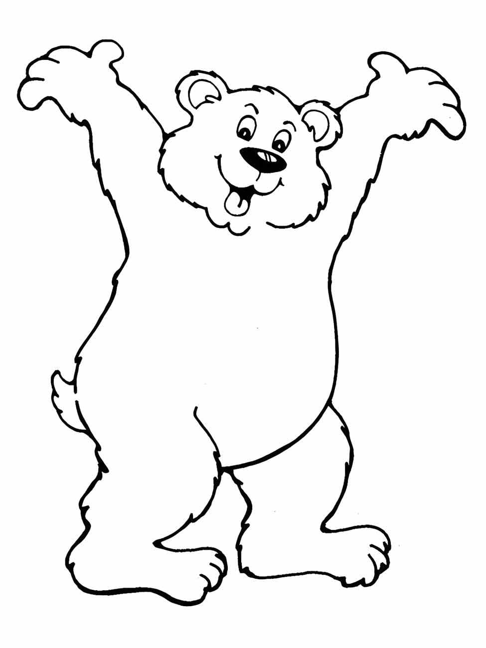 Desenho de um Urso de Desenho Animado para Colorir e Pintar