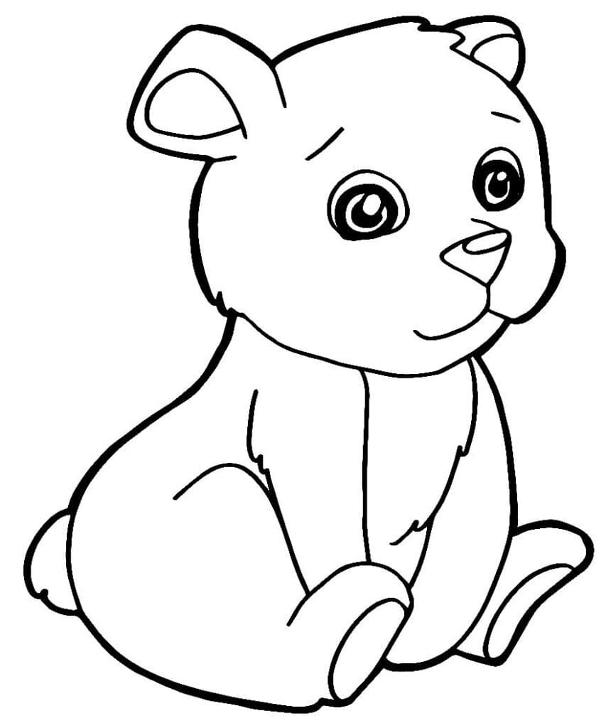 Desenho de Urso Feliz para Colorir e Pintar