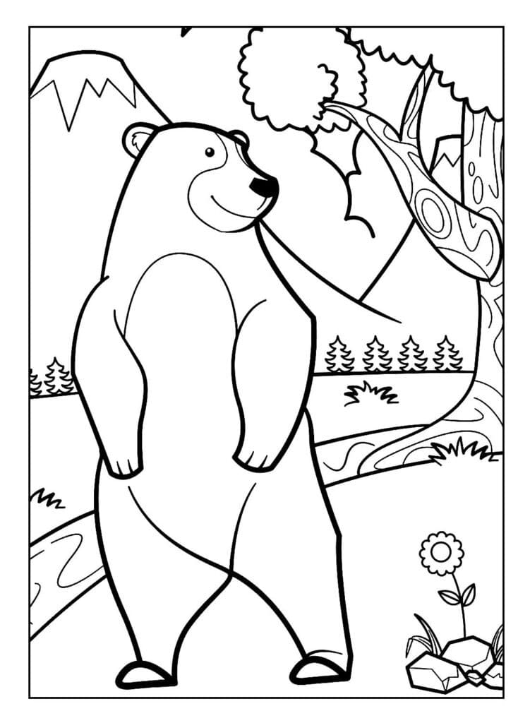 Desenho de Urso Sorridente para Colorir e Pintar