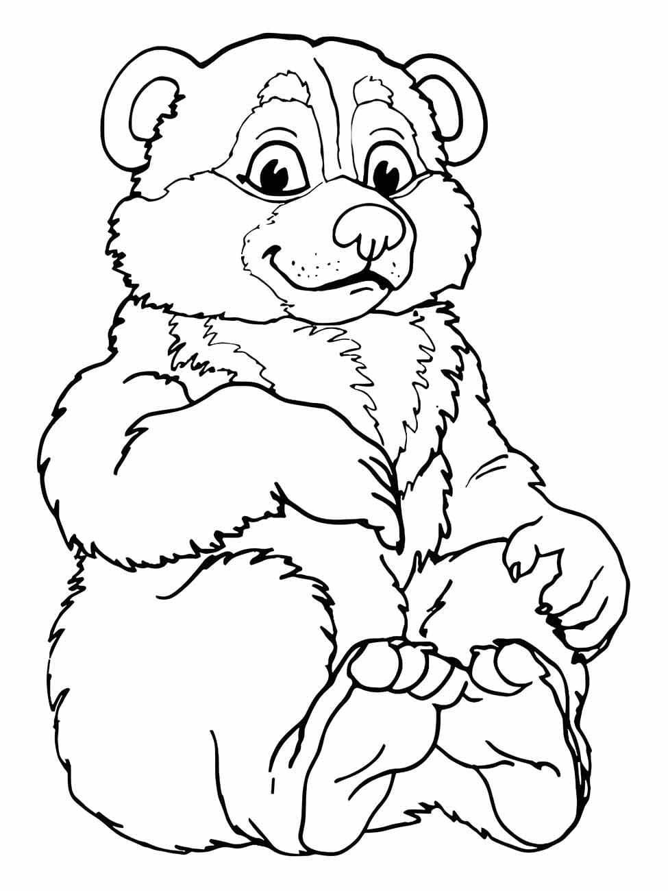 Desenho de Urso de Desenho Animado para Colorir e Pintar