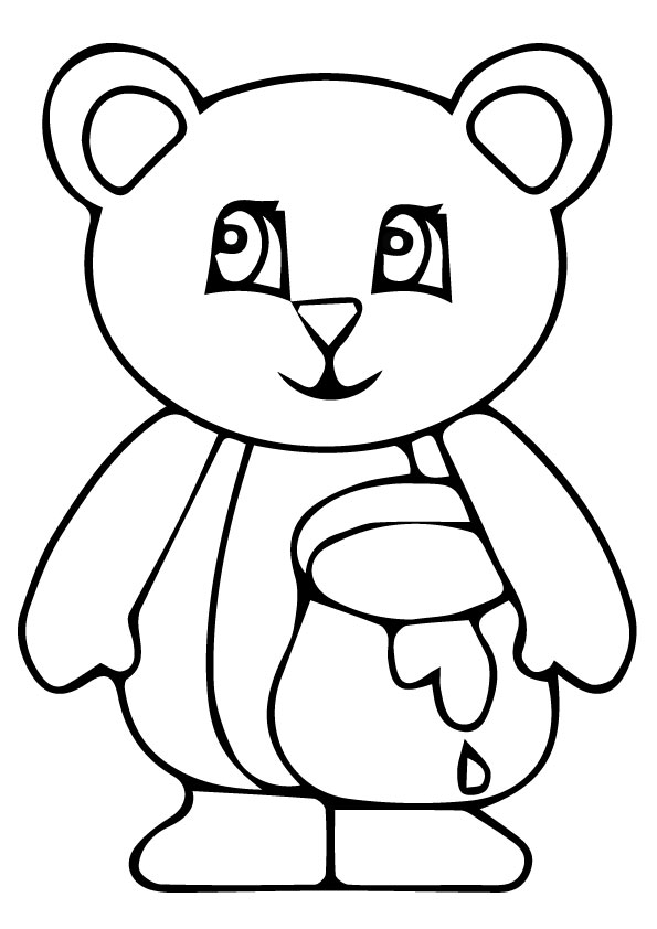 Desenho de Urso para Pintar com Lápis de Cor