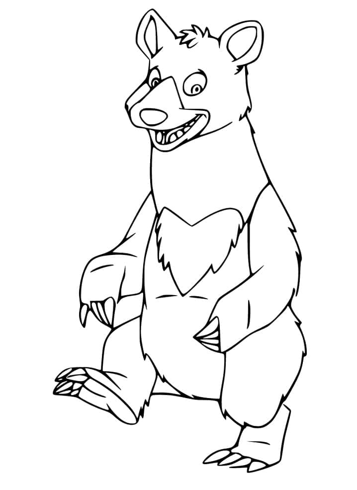 Desenho Urso Negro de Desenho Animado para Colorir e Pintar