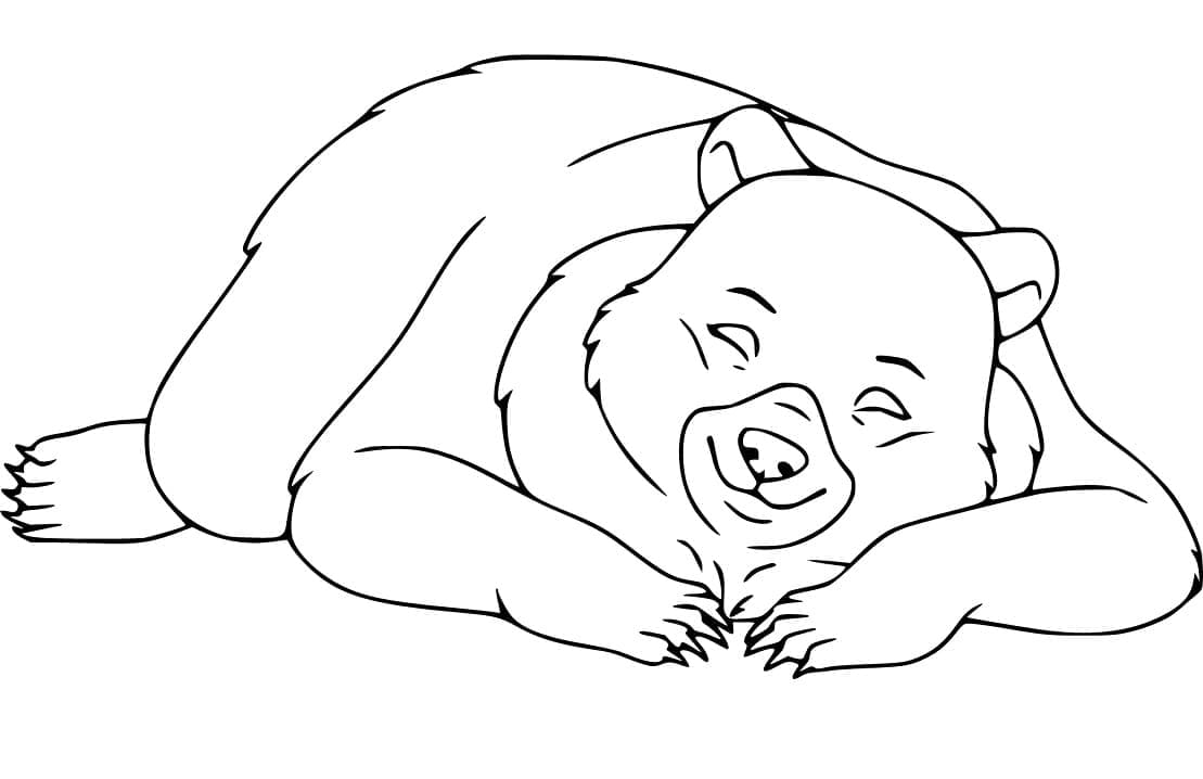 Desenho Urso Negro Dormindo para Colorir e Pintar