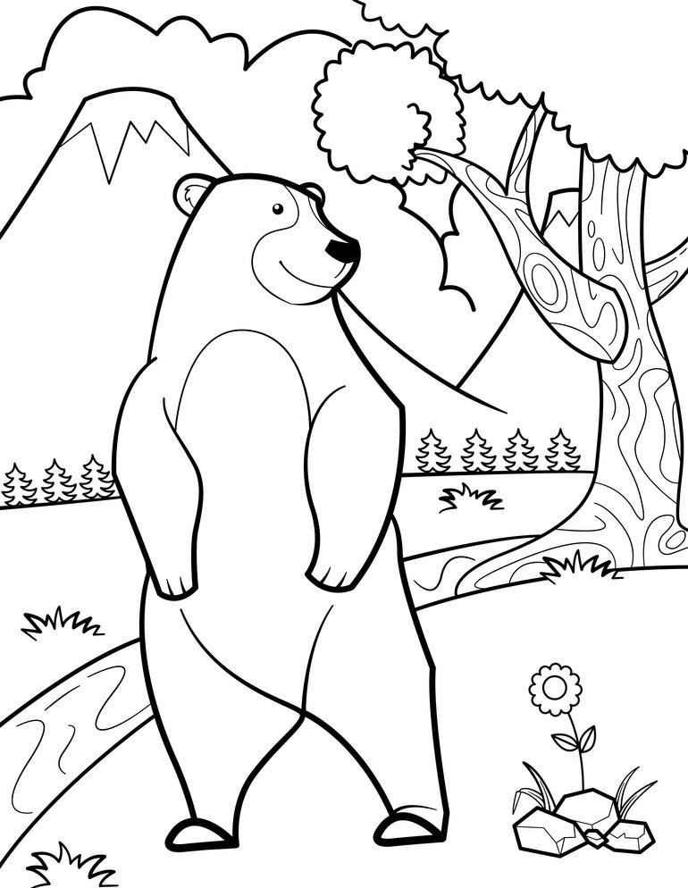 Desenho Urso Selvagem para Colorir e Pintar