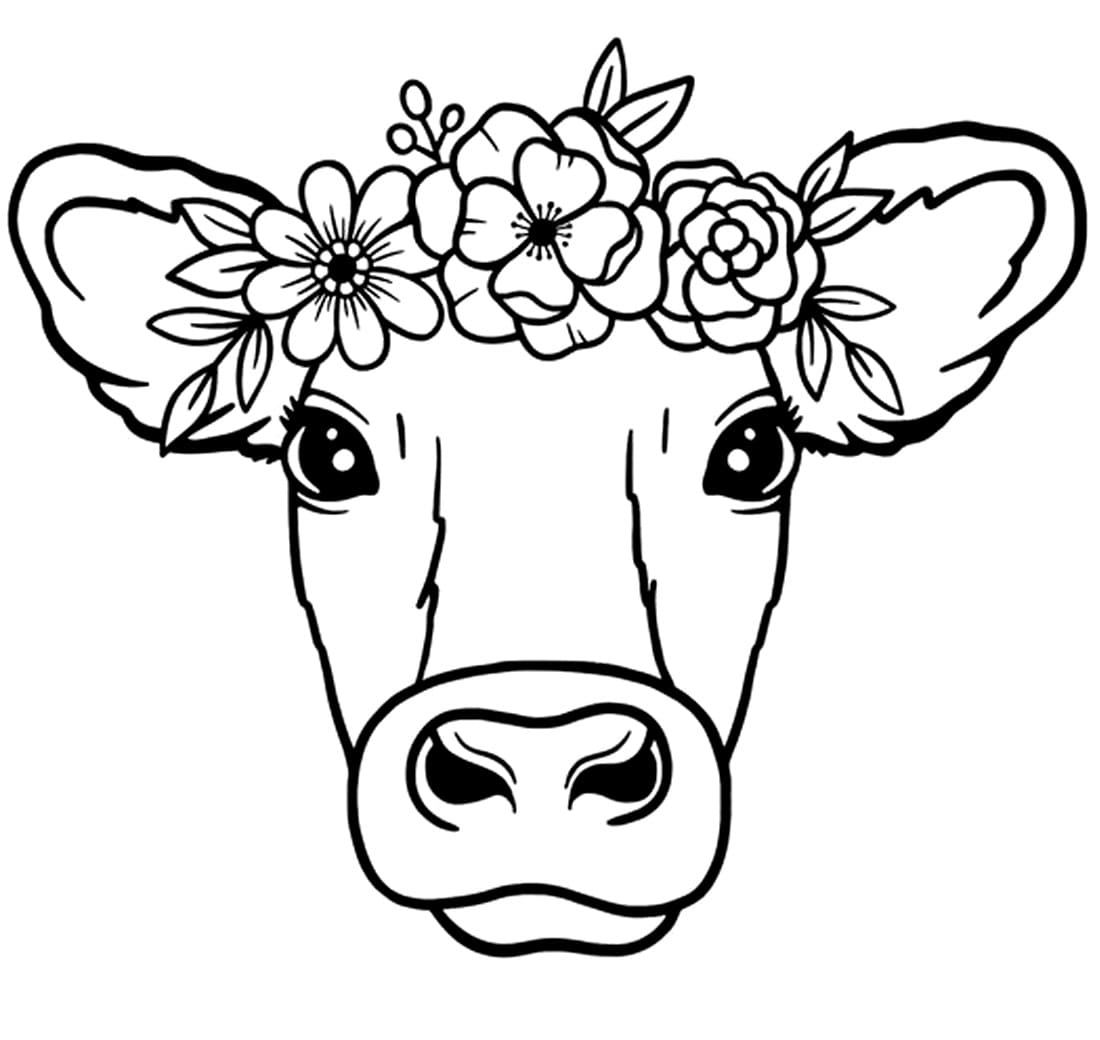 Desenho de Cara de Vaca para Colorir e Pintar