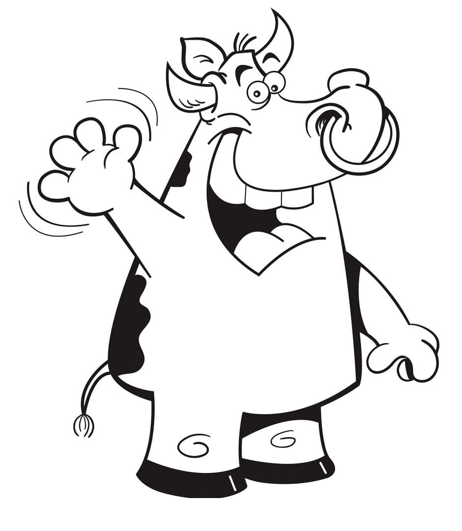 Desenho de uma Vaca Engracada para Colorir e Pintar