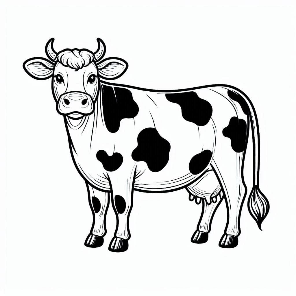 Desenho de uma Vaca Normal para Colorir e Pintar