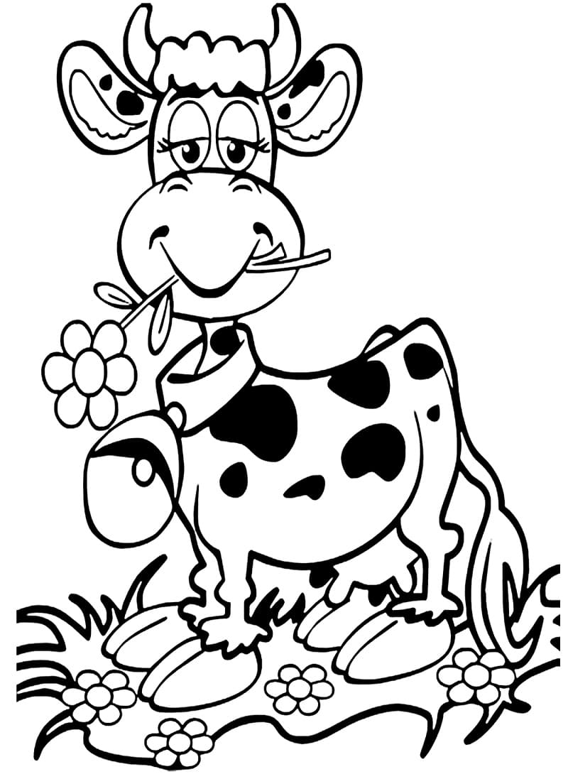 Desenho de Vaca Adorável para Colorir e Pintar