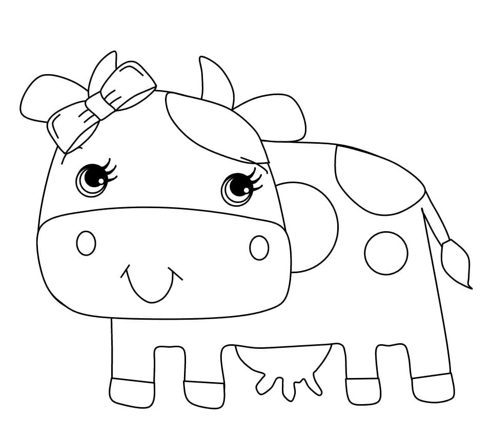 Desenho de Vaca Bonita para Colorir e Pintar