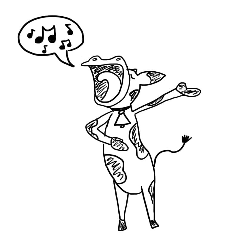 Desenho de Vaca Cantora para Colorir e Pintar