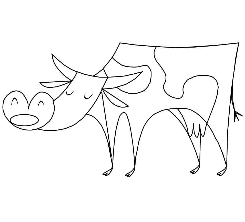 Desenho de Vaca Engracada para Colorir e Pintar