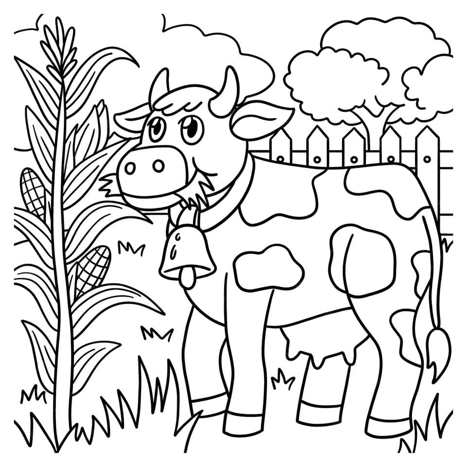 Desenho de Vaca Feliz para Colorir e Pintar