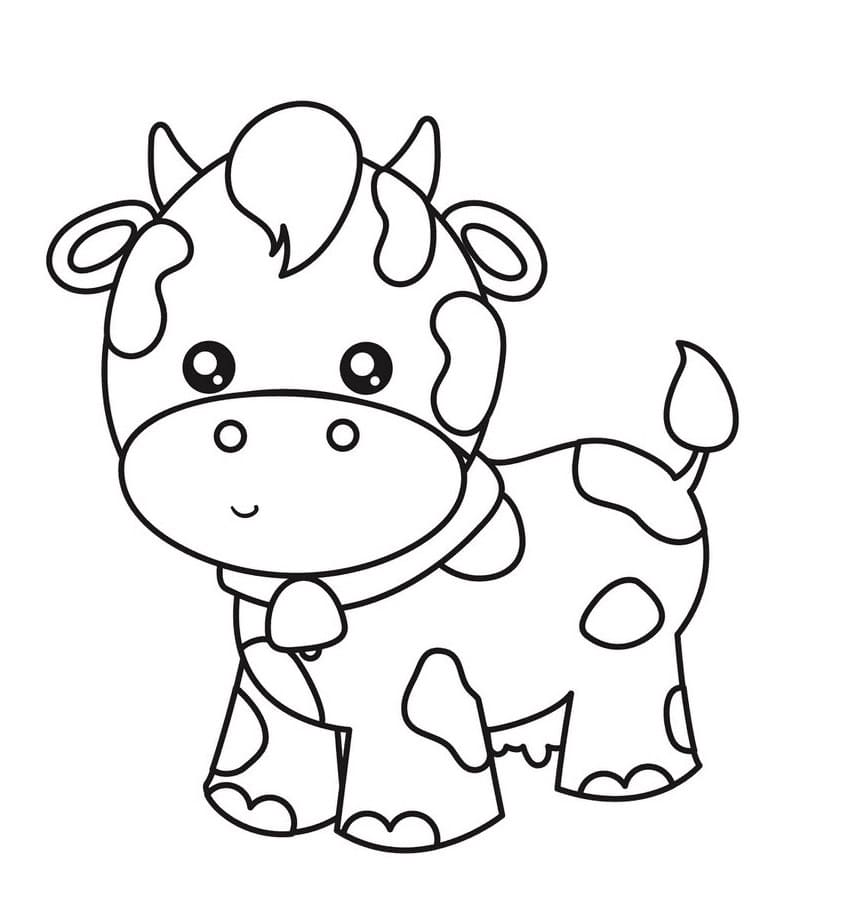 Desenho de Vaca Fofa para Colorir e Pintar