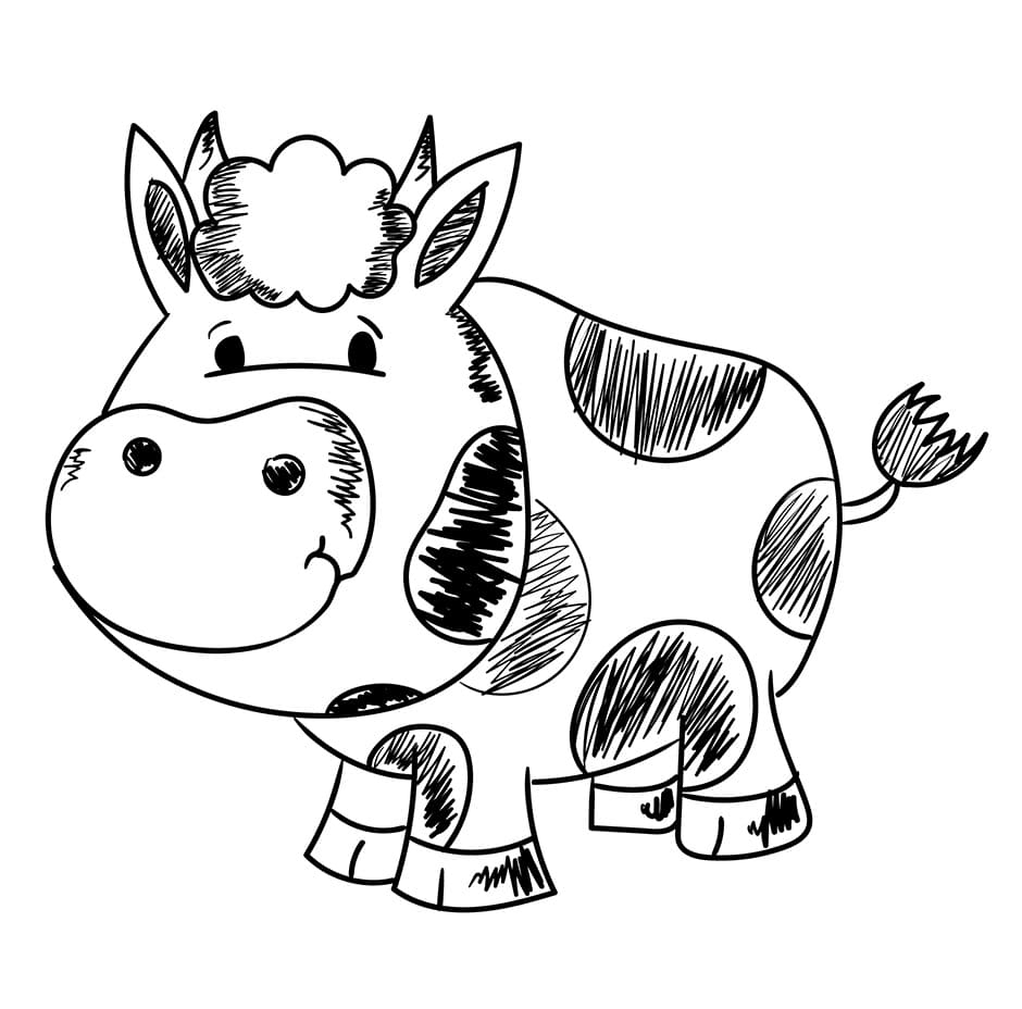 Desenho de Vaca Pequena para Colorir e Pintar