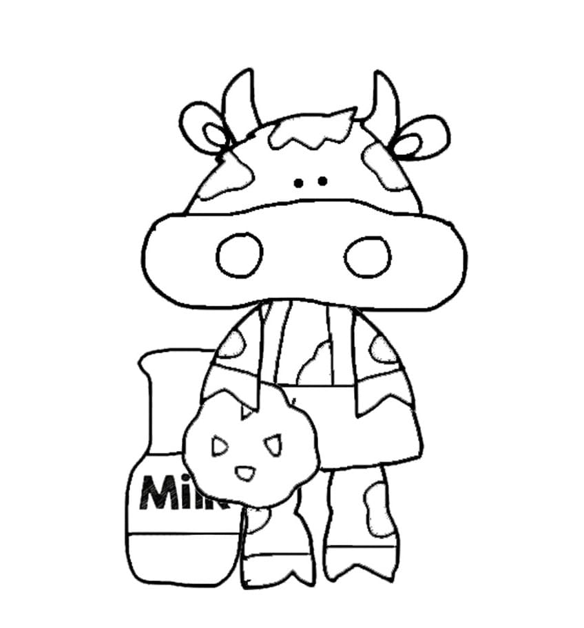 Desenho de Vaca e Biscoito para Colorir e Pintar