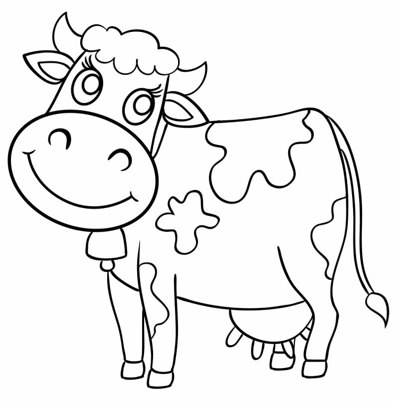 Desenho de Vaca Imprimivel Grátis para Colorir e Pintar