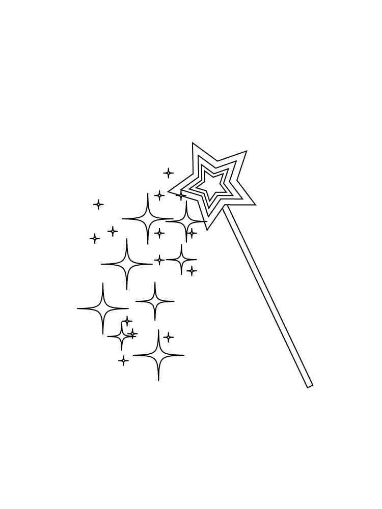 Desenho de Imagem de Varinha Mágica para Colorir e Pintar