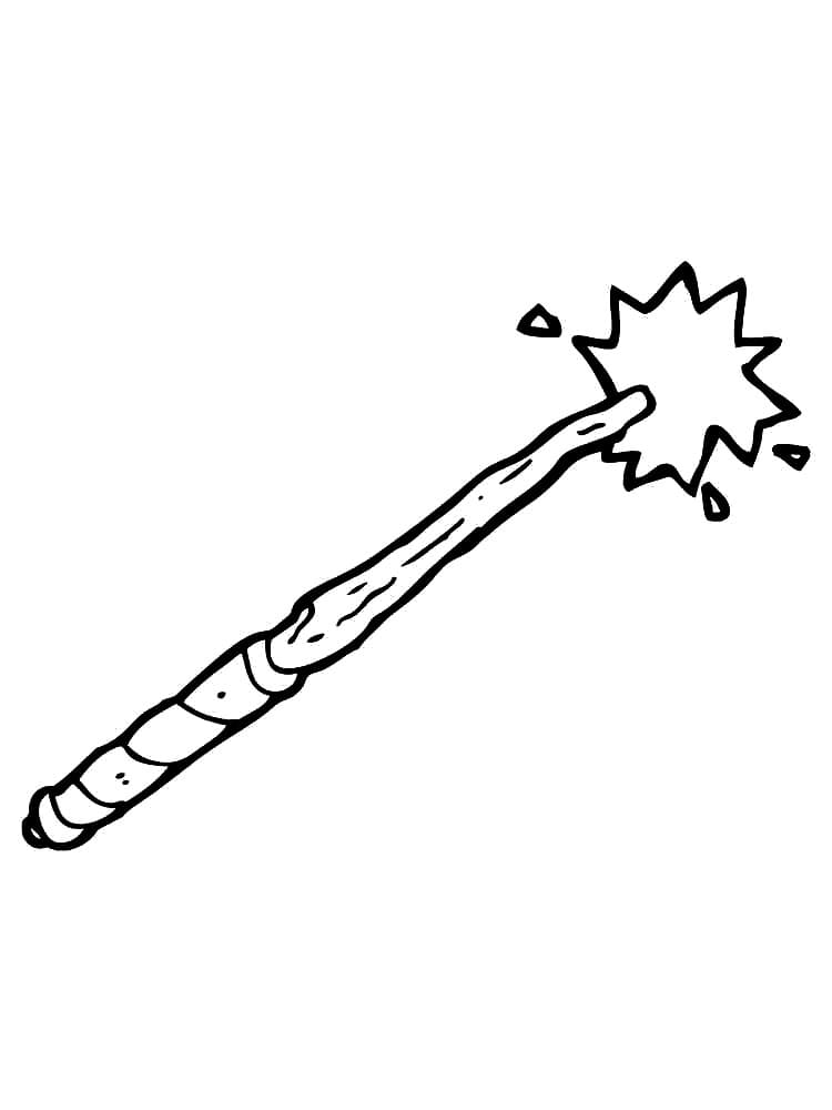 Desenho de Varinha Mágica de Madeira para Colorir e Pintar