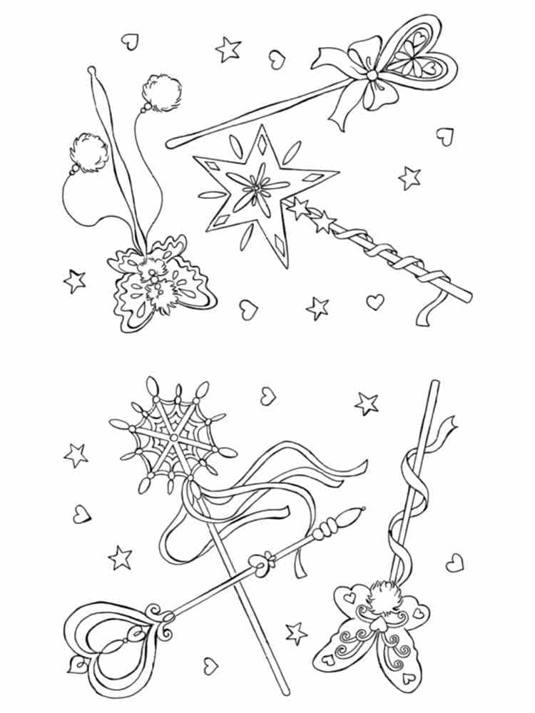 Desenho de Varinhas Mágicas para Colorir e Pintar