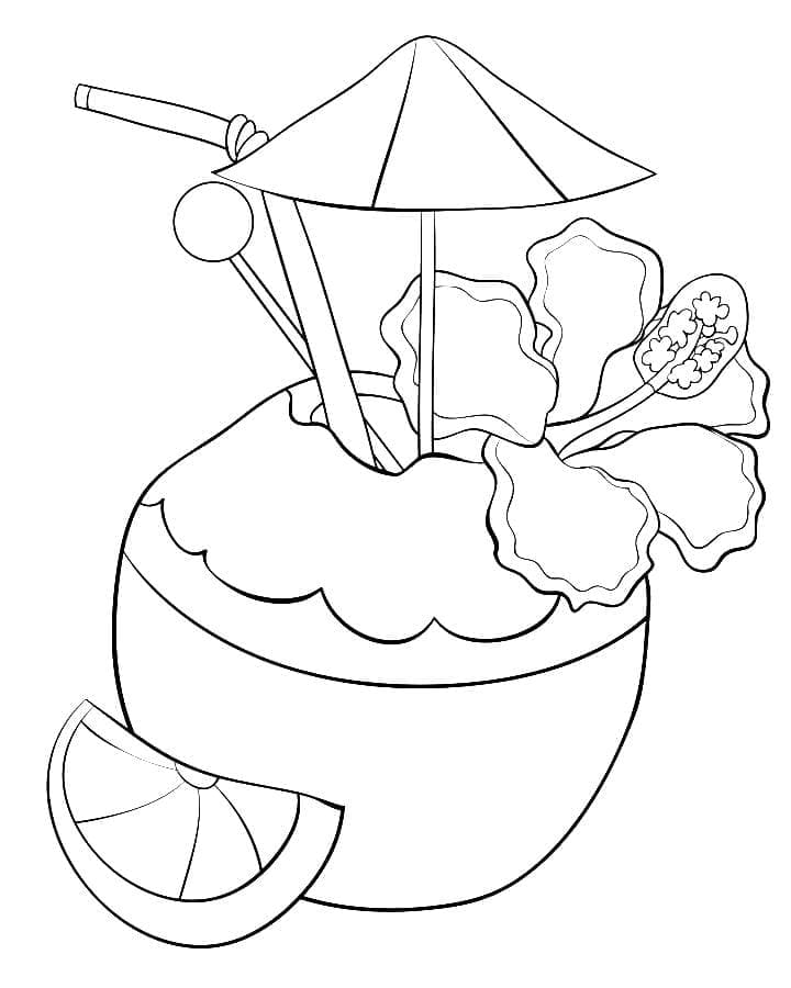 Desenho de Bebida de Verão para Colorir e Pintar
