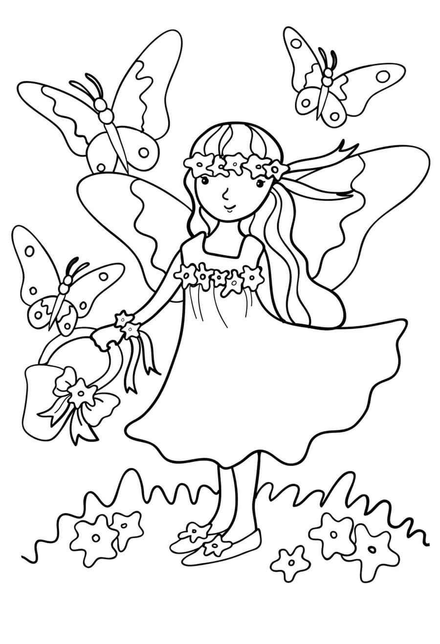 Desenho de Fada do Verão para Colorir e Pintar