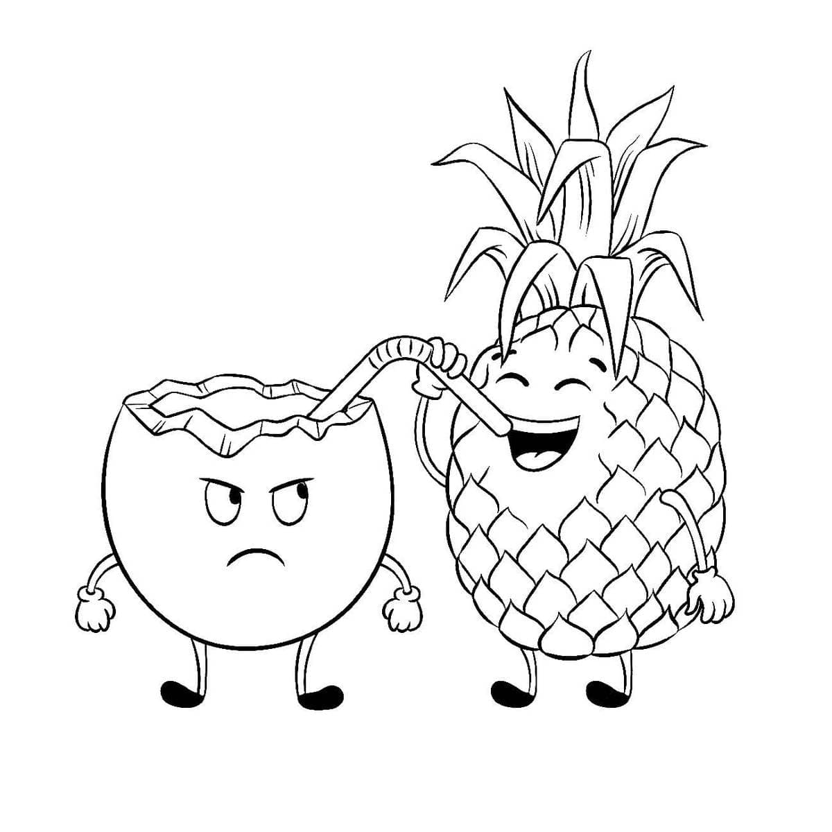 Desenho de Frutas de Verão Animadas para Colorir e Pintar