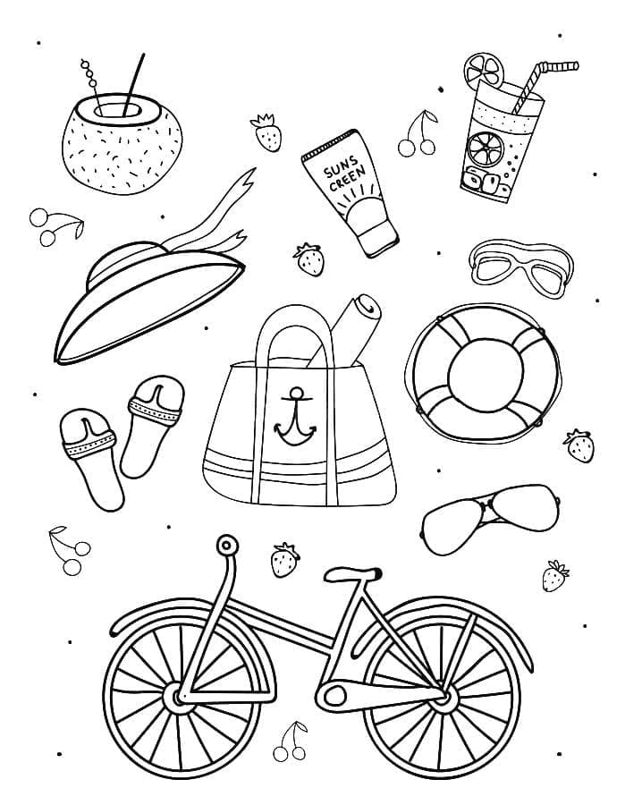 Desenho de Verão Grátis para Crianças para Colorir e Pintar