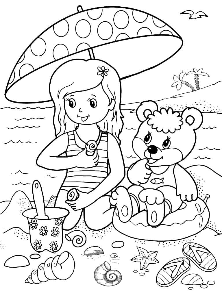 Desenho de Verão Imprimivel para Crianças para Colorir e Pintar