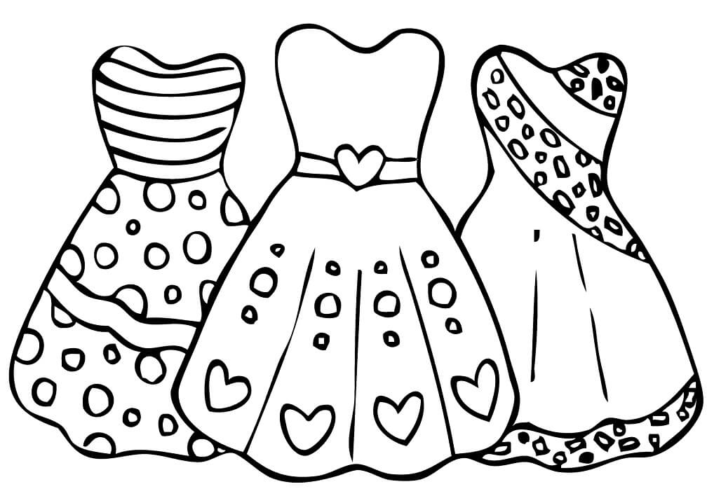 Desenho de Lindos Vestidos para Baile de Formatura para Colorir e Pintar