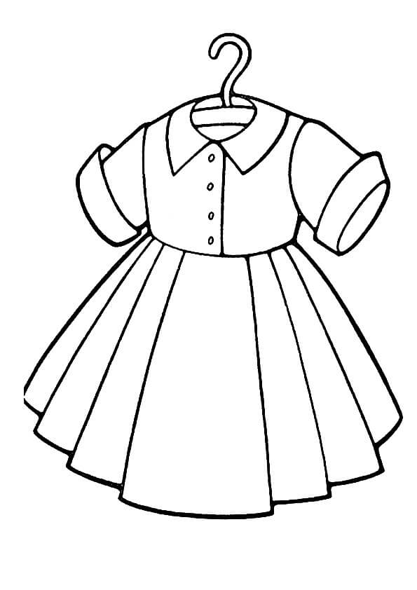 Desenho de Vestido Básico para Passear para Imprimir e Colorir e Pintar