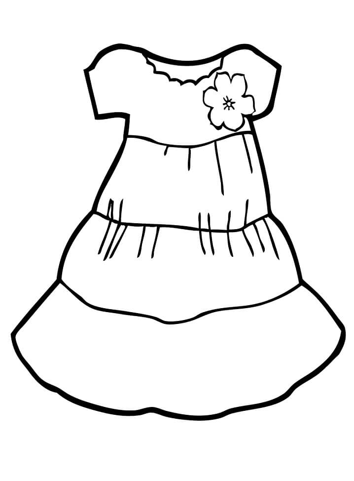 Desenho de Vestido Infantil com Flor para Colorir Grátis e Pintar