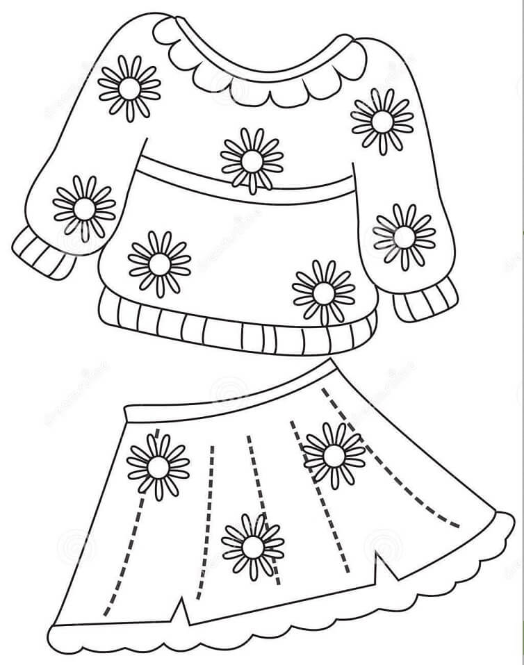 Desenho de Vestido Natalino para Colorir e Pintar