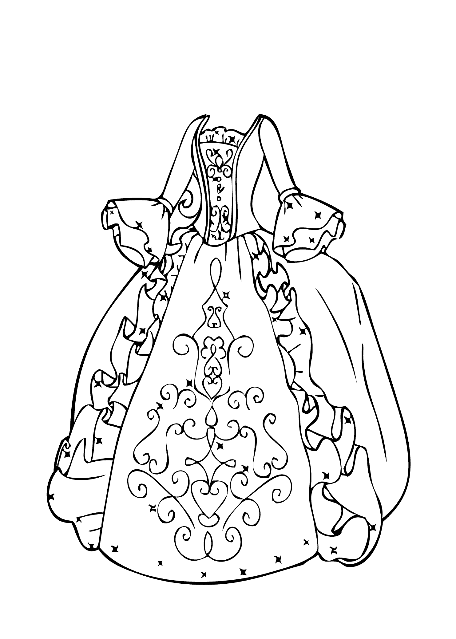 Desenho de Vestido para Baile de Galã para Colorir e Pintar