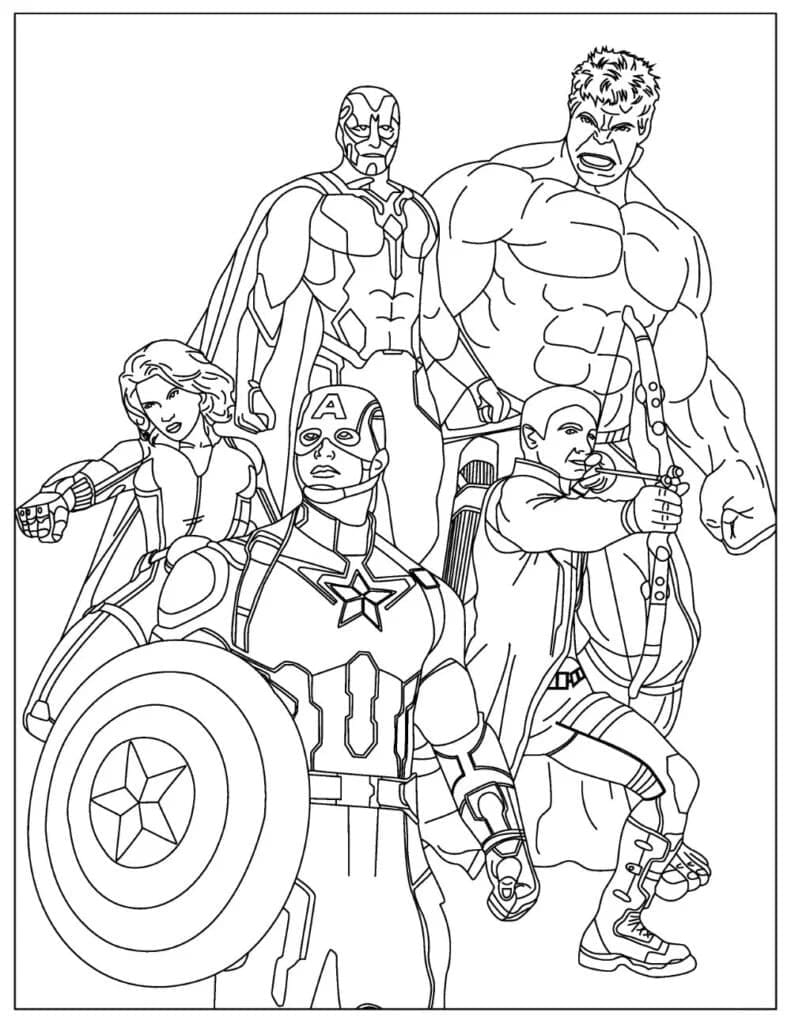 Desenho de Imagem dos Vingadores para Colorir e Pintar