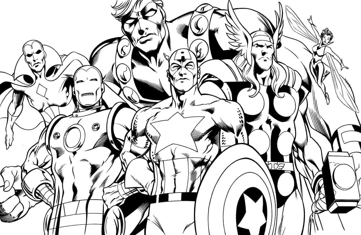 Desenho de Marvel Vingadores para Colorir e Pintar