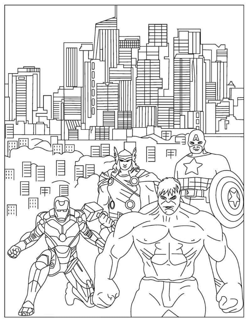 Desenho de Membros dos Vingadores para Colorir e Pintar