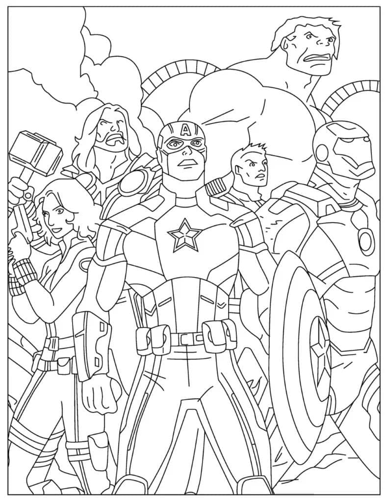 Desenho de Vingadores Marvel para Colorir e Pintar
