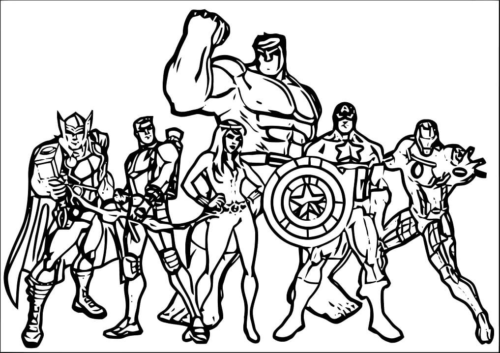 Desenho de Vingadores para Colorir com Giz de Cera Pdf e Pintar