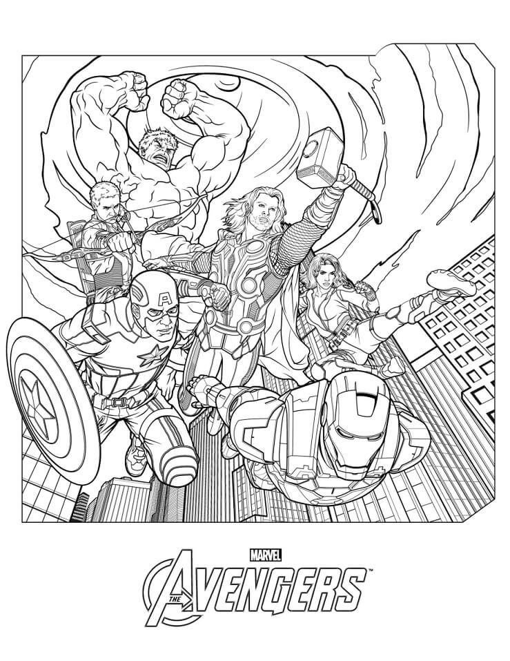 Desenho de Vingadores para Imprimir em Pdf e Pintar