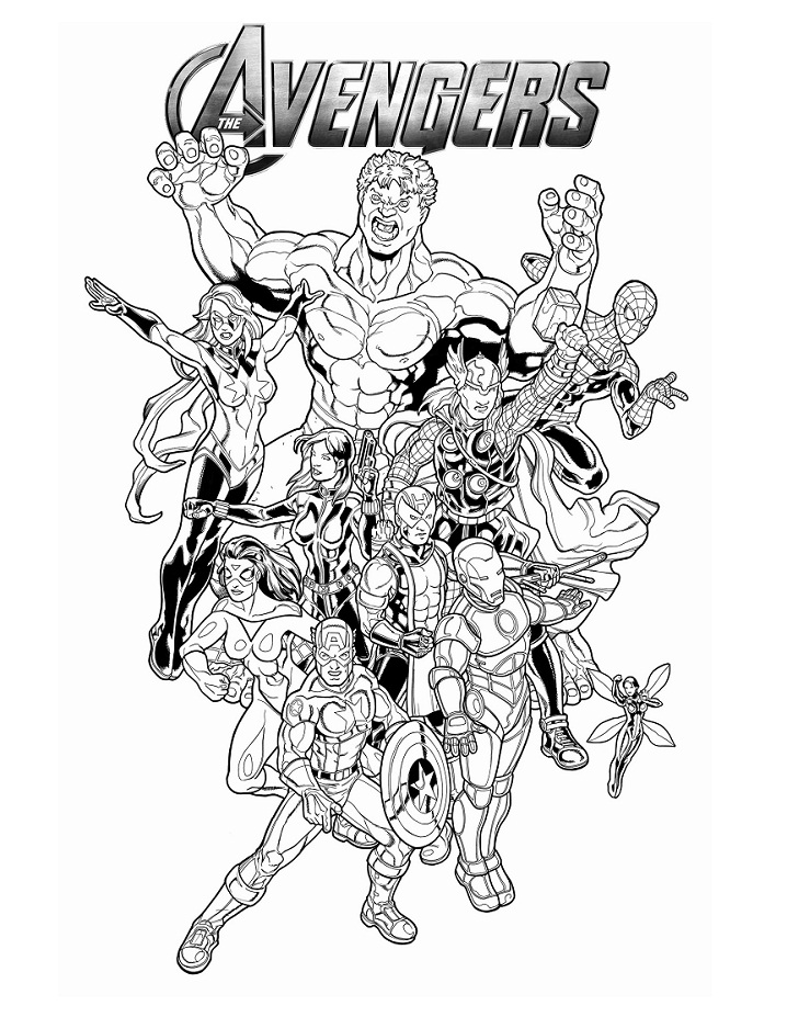 Desenho Pdf dos Heróis do Filme Vingadores para Colorir e Pintar