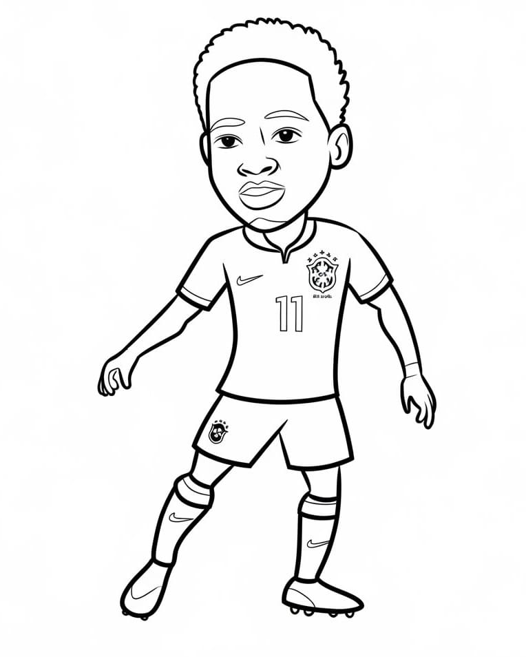 Desenho do Adorável Vinicius Junior para Colorir e Pintar