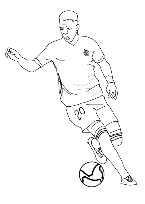 Desenho do Vinicius Junior Jogá Futebol para Colorir e Pintar