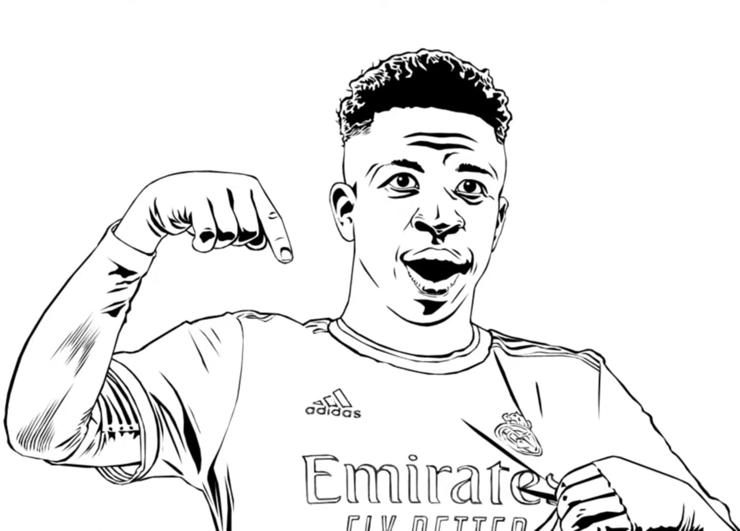 Desenho do Vinicius Junior Jogador de Futebol para Colorir e Pintar
