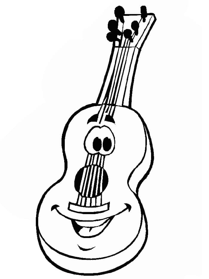 Desenho de Guitarra Animada para Colorir e Pintar