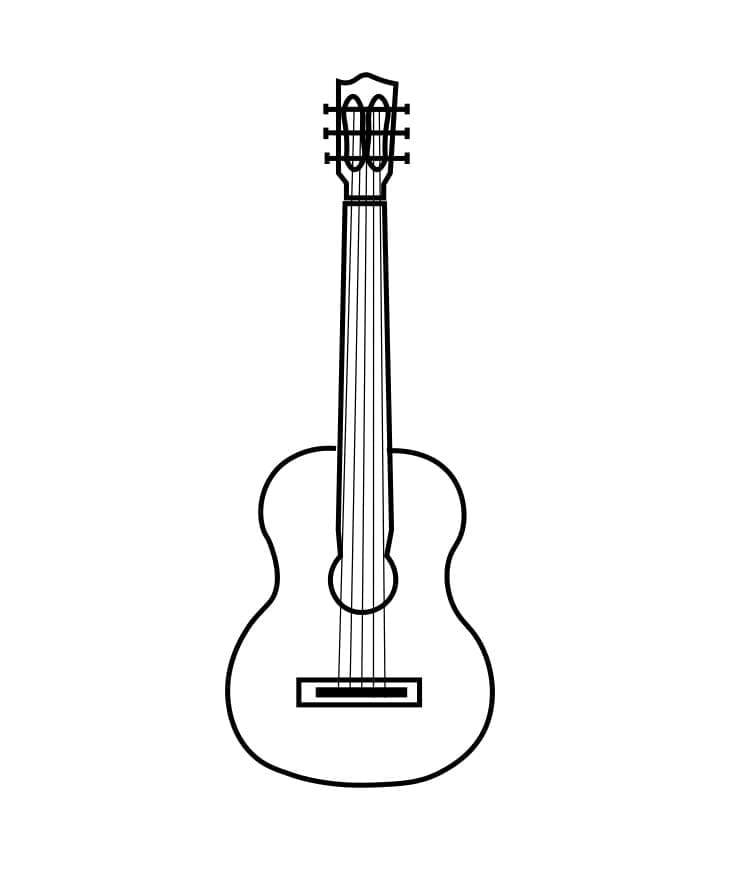 Desenho de Guitarra Básica para Colorir e Pintar