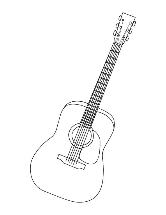 Desenho de Guitarra Normal para Colorir e Pintar