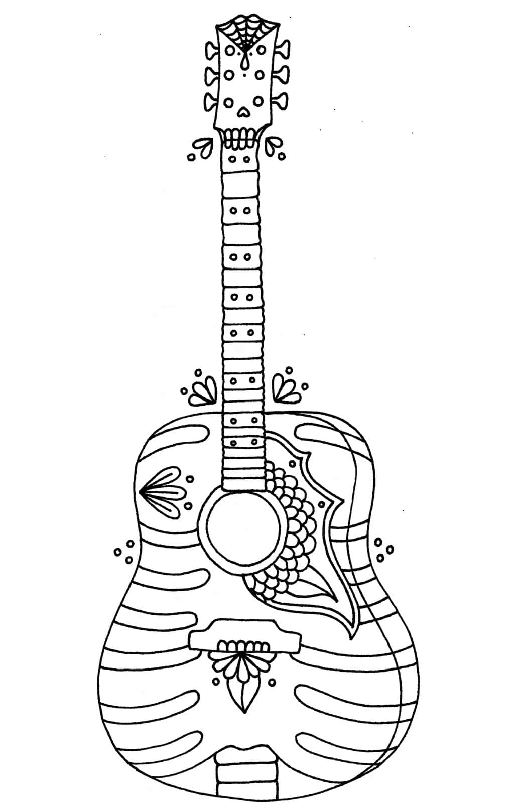Desenho de uma Bela Guitarra para Colorir e Pintar
