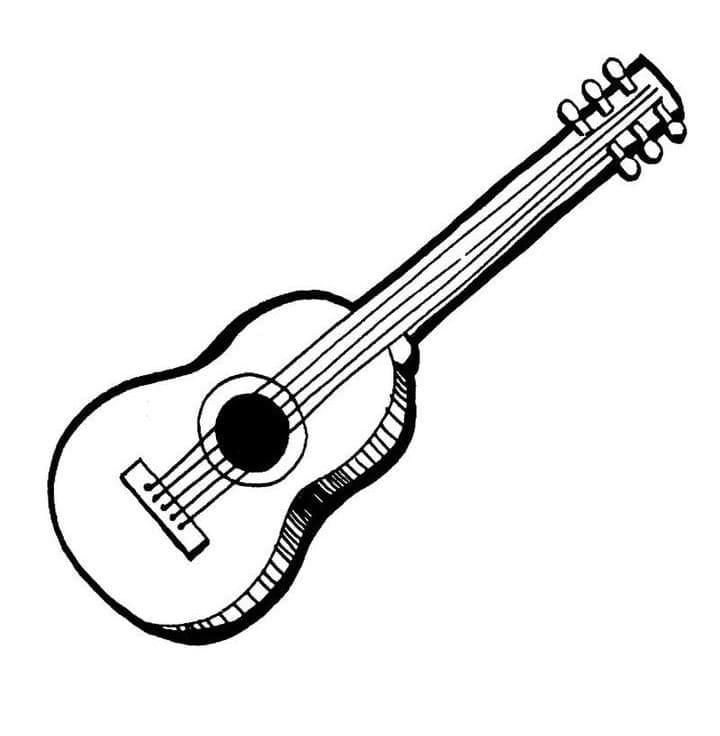 Desenho de uma Guitarra Básica para Colorir e Pintar