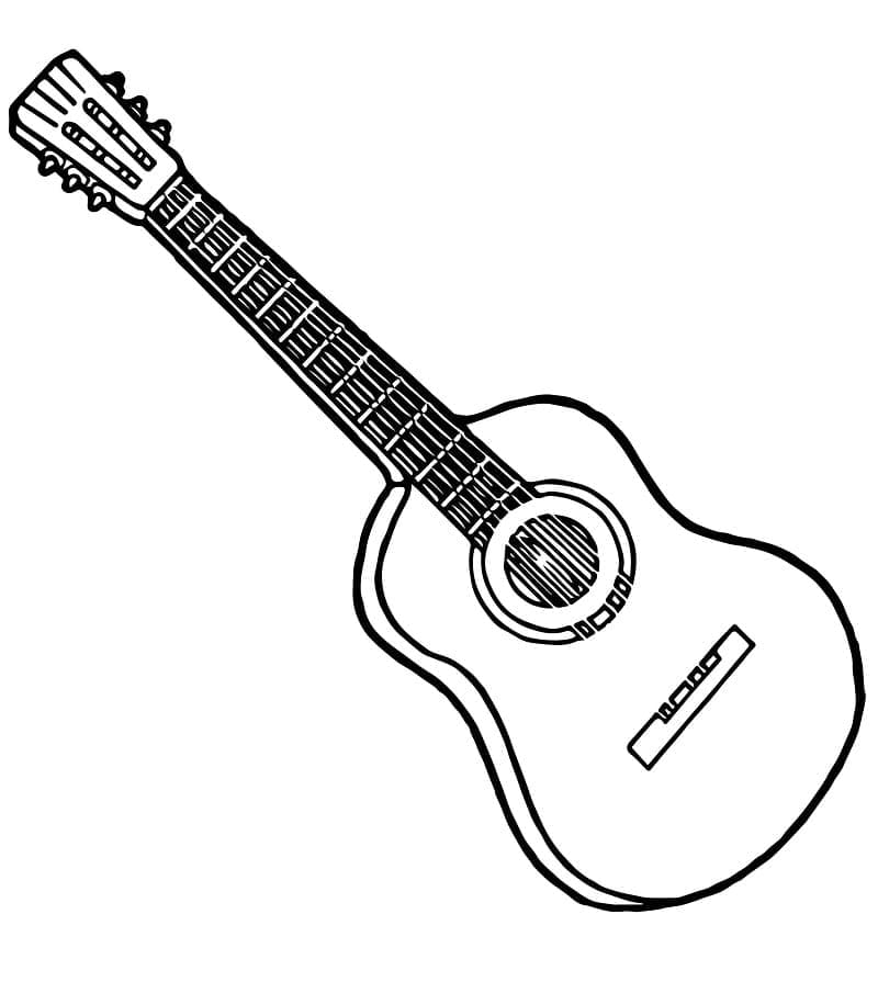 Desenho de uma Guitarra Normal para Colorir e Pintar