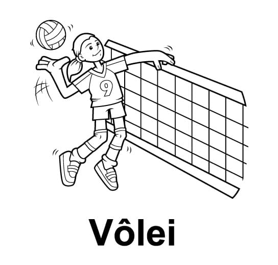 Desenho de Jogando Vôlei para Colorir e Pintar